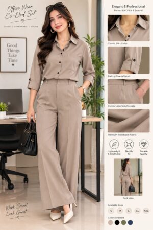 Women’s Elegant Beige Office Wear Co-Ord Set