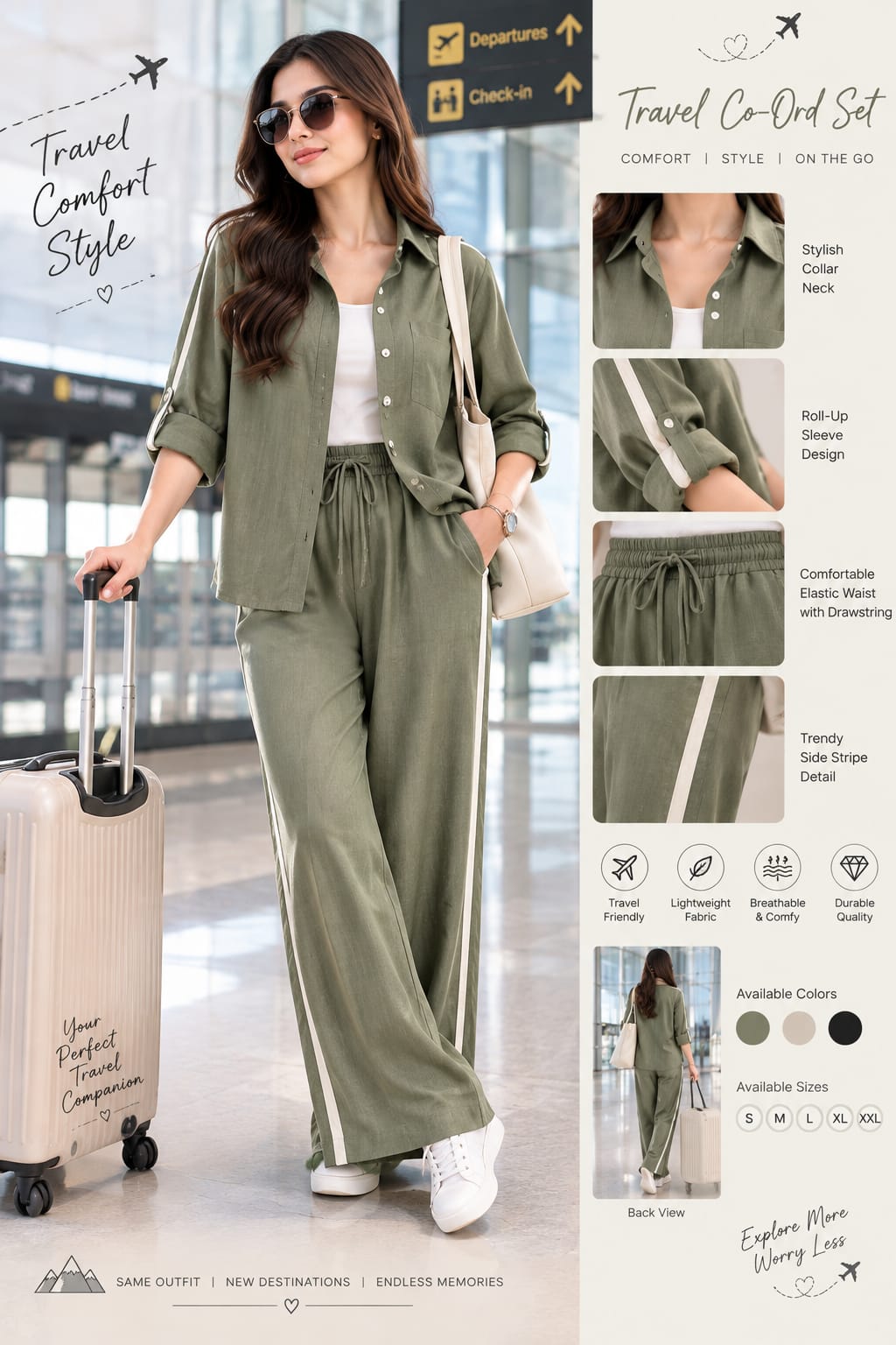 Women’s Olive Green Travel Co-Ord Set