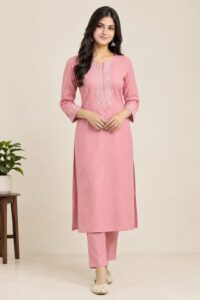 Women’s Elegant Pink Straight Kurta Set