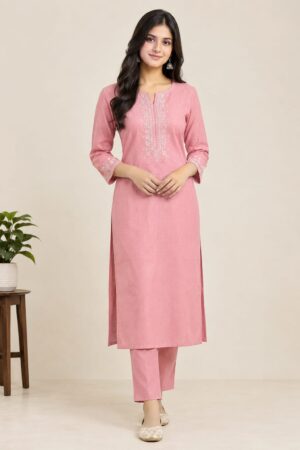Women’s Elegant Pink Straight Kurta Set